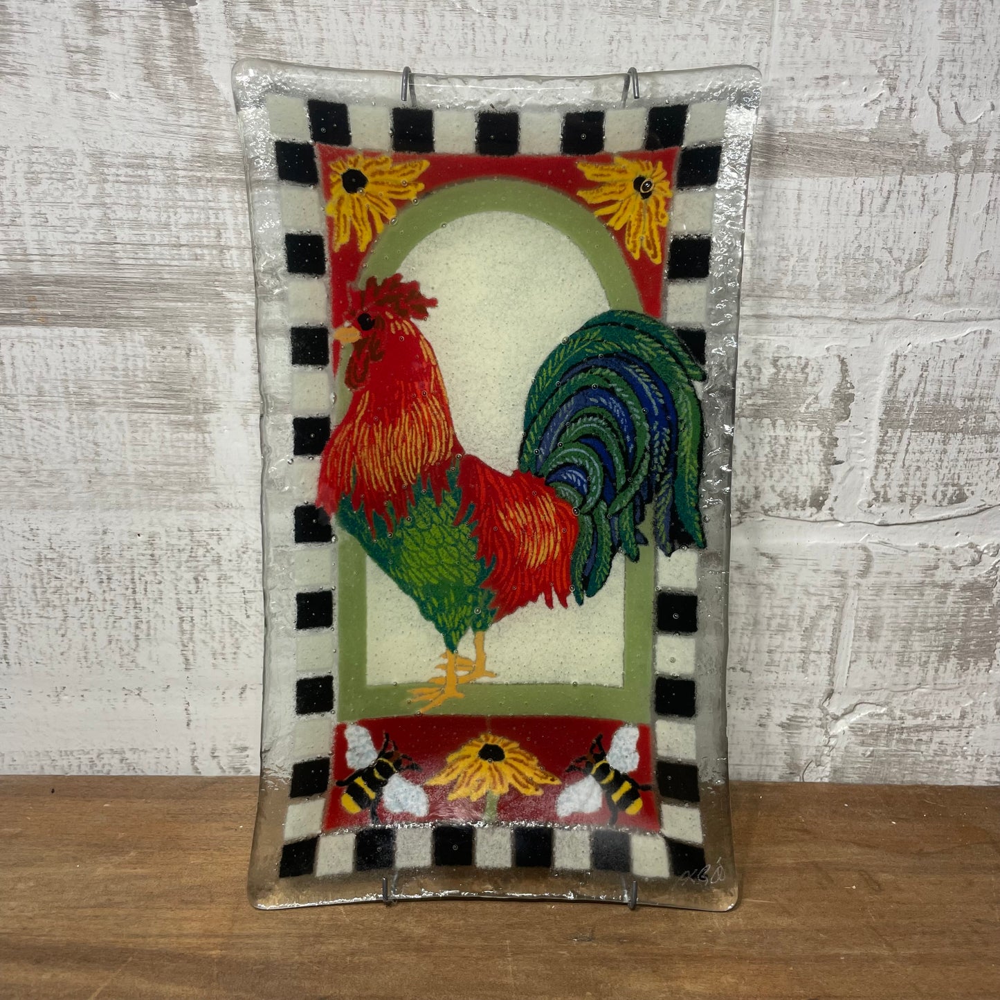 Peggy Karr Checkerboard Fused Glass Plate