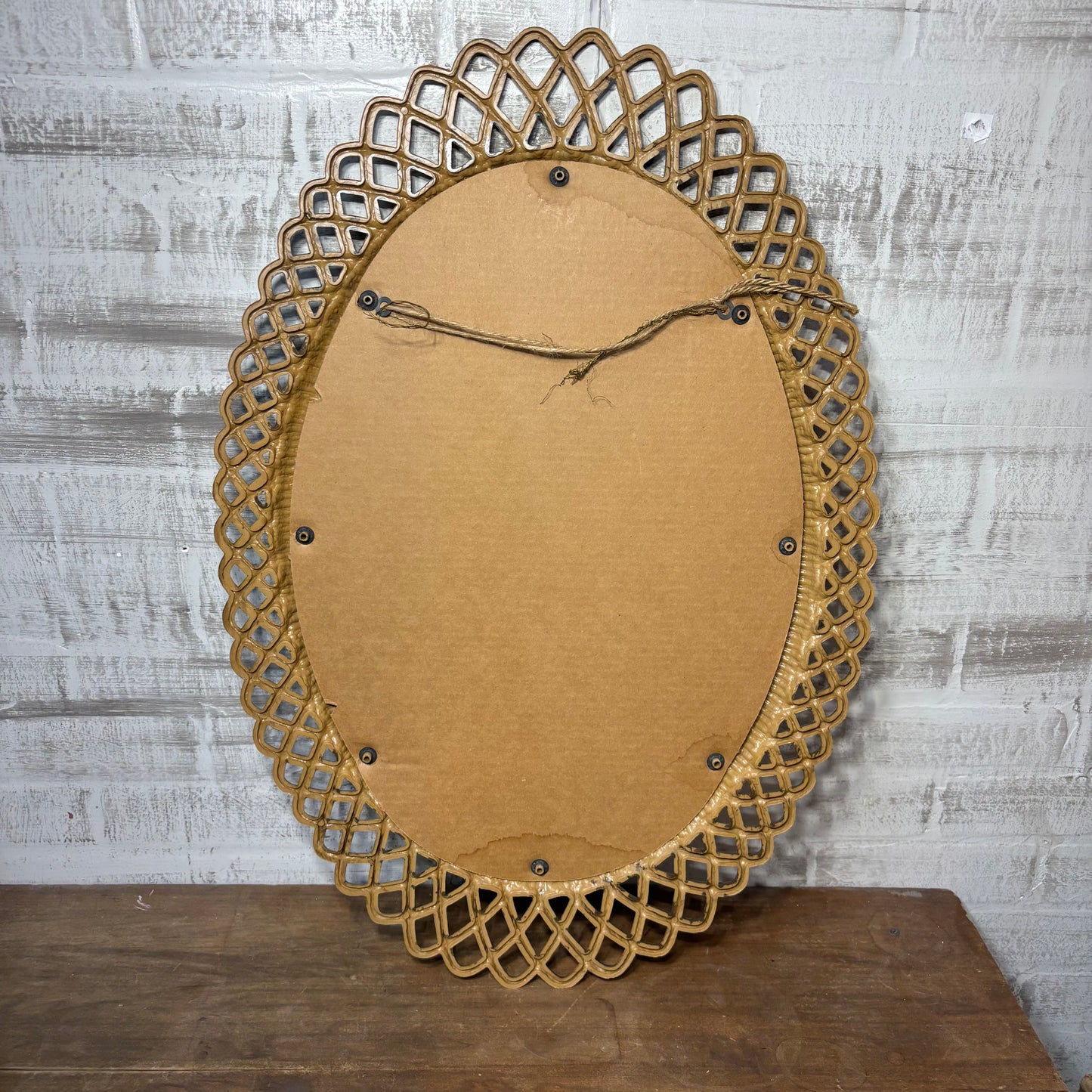 Vintage Rattan Resign Oval Mirror