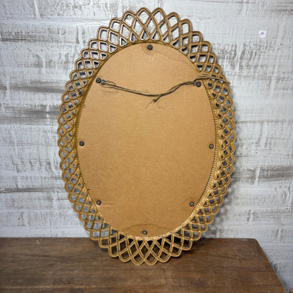 Vintage Rattan Resign Oval Mirror