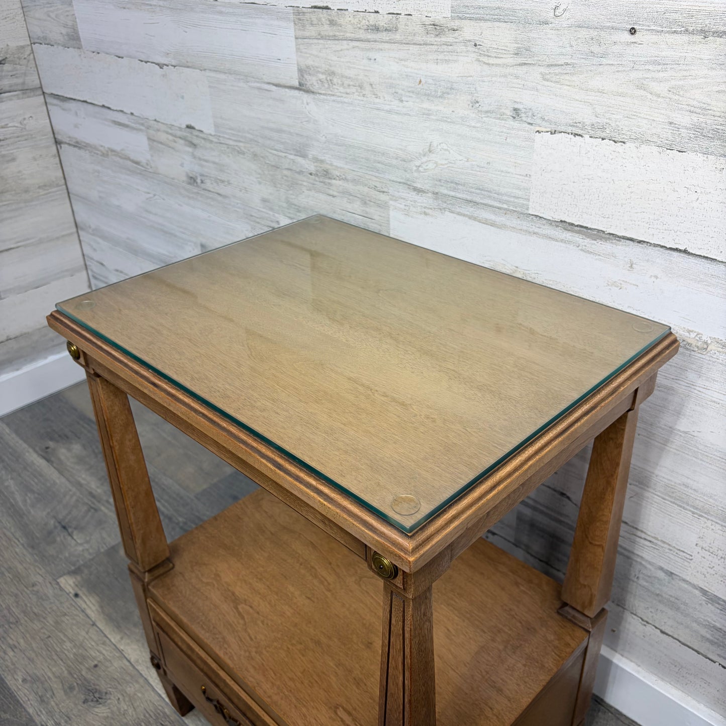 Vintage Rway French Regency End Table W/ Glass Top