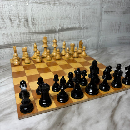 Vintage Wooden Portable Chess Set