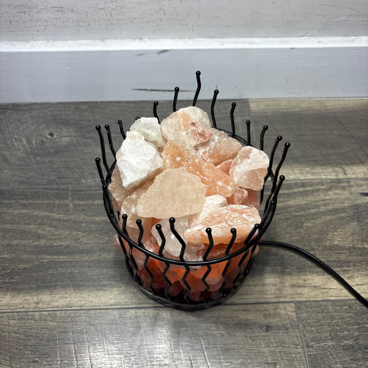 Himalayan Salt Crystal Rock Basket Lamp