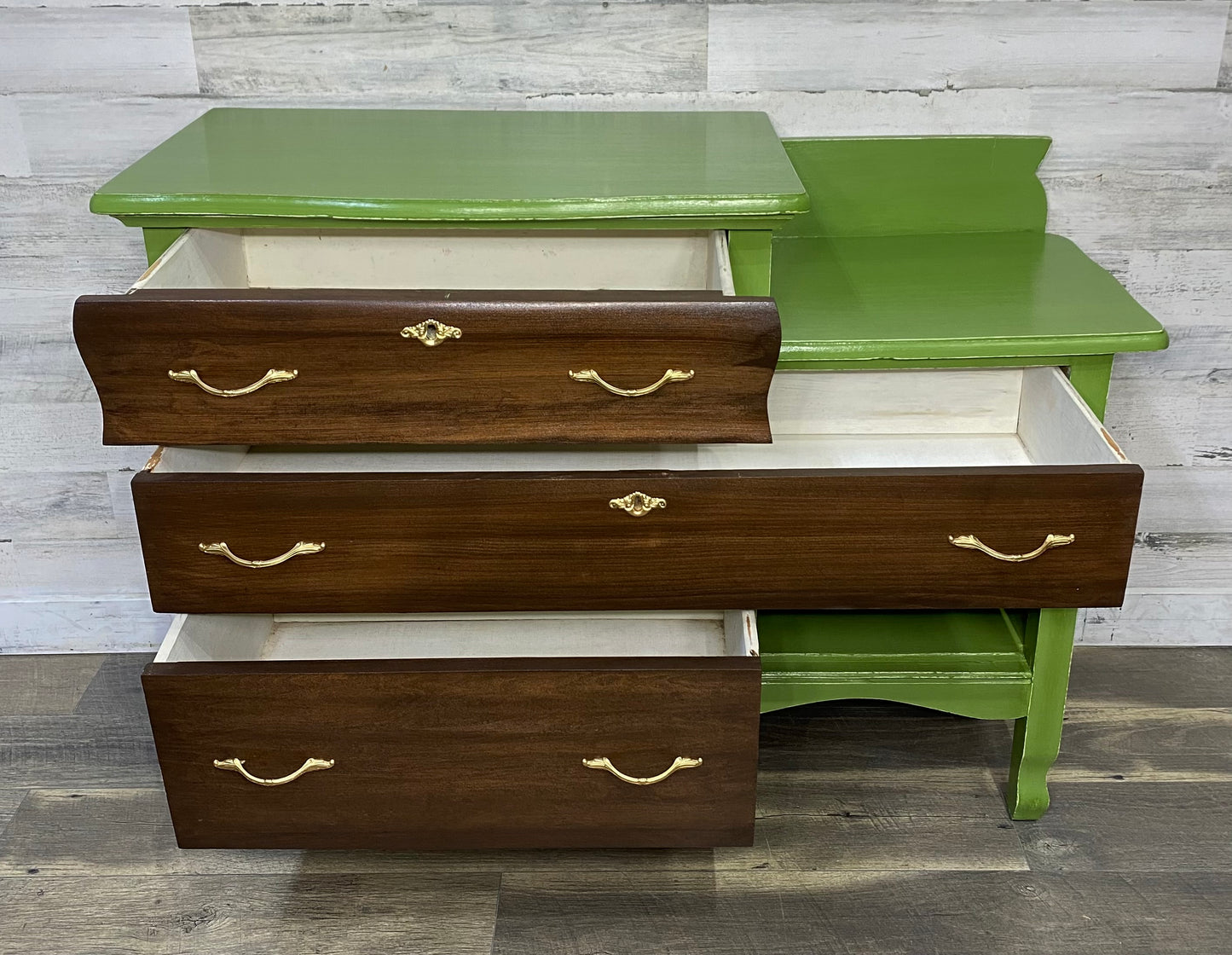 Green & Brown Antique Dresser