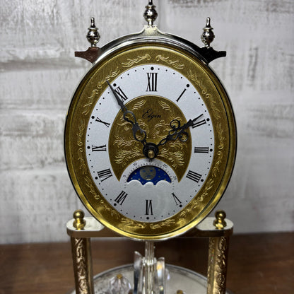 Vintage Elgin Gold Moon Phase Mantle Clock