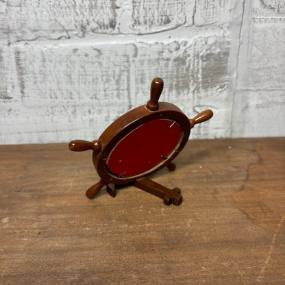 Vintage Nautical Wooden Ship Steering Wheel Frame Table