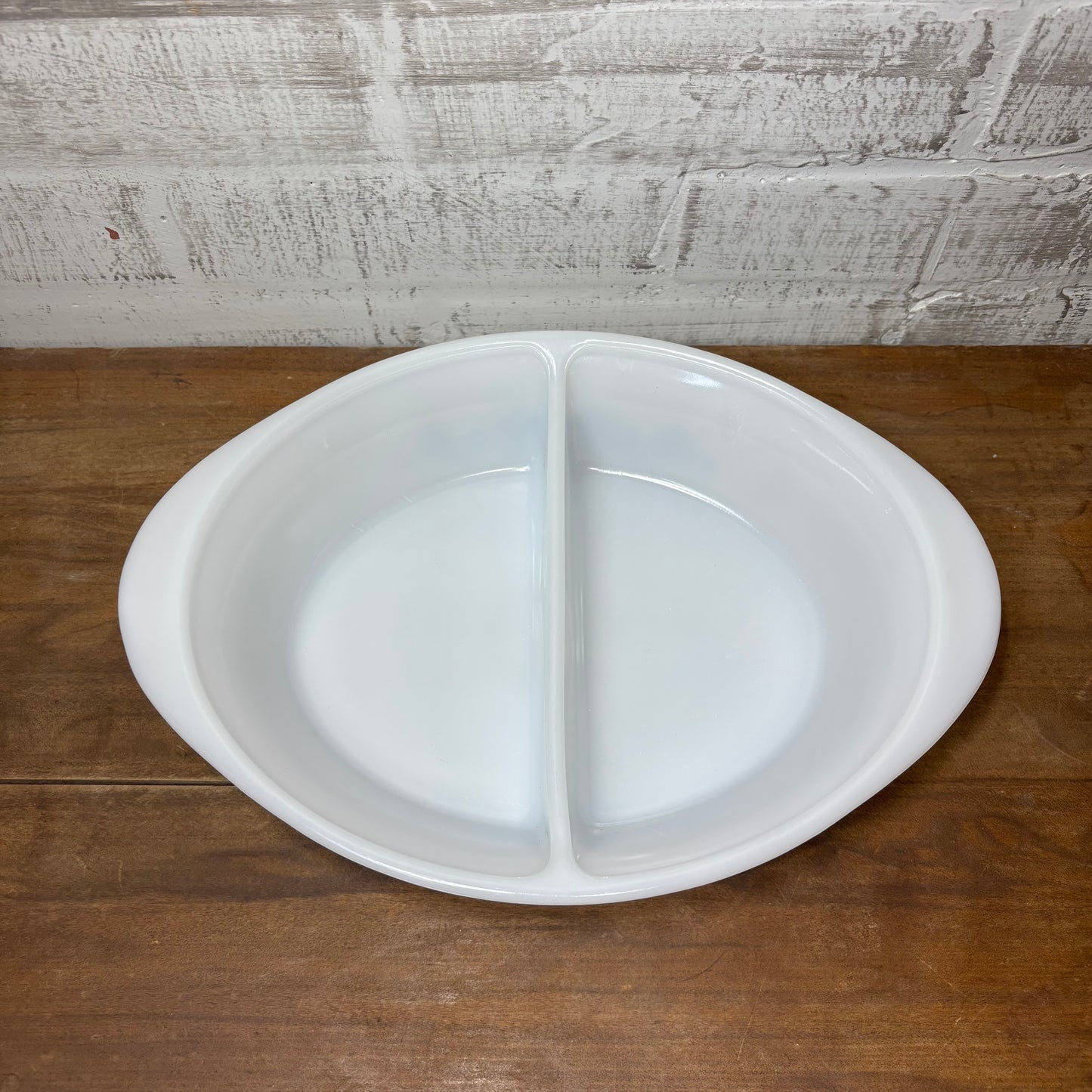 Vintage Glasbake Milk Glass Divided Casserole Dish