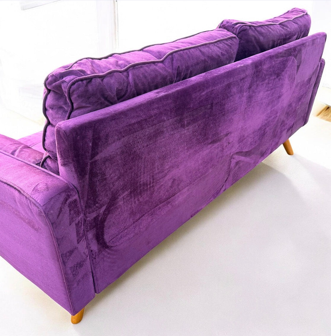 Purple Velvet Modern Loveseat