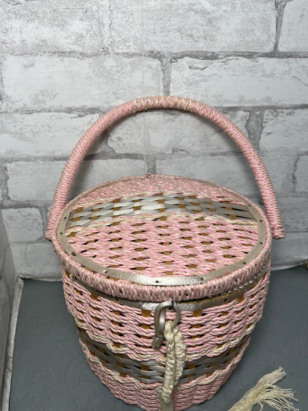 Vintage Pink Dritz Sewing Basket