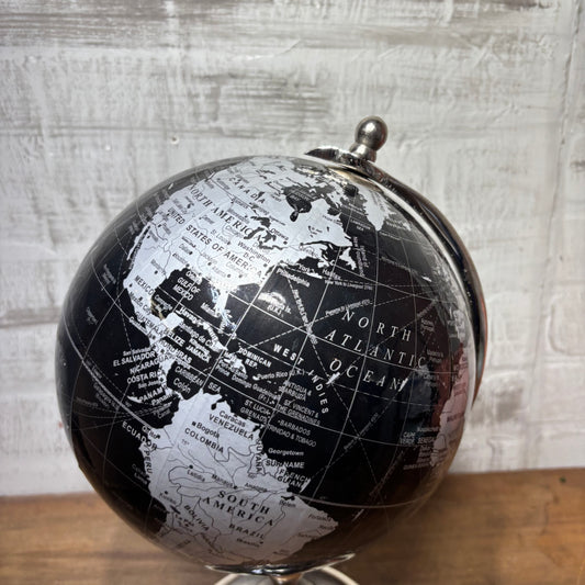 Black & Silver World Globe