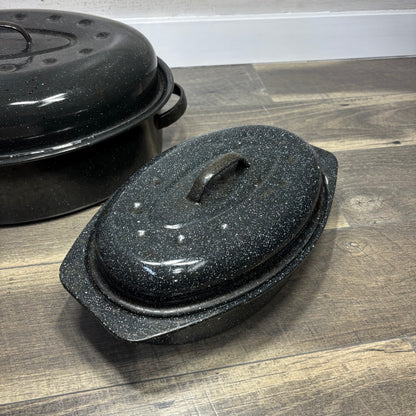 Speckled Enameled Ware Oven Roaster Set Of 3