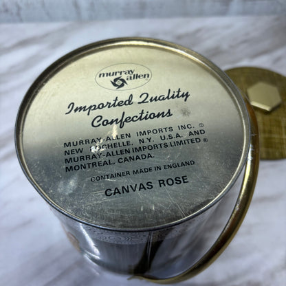 Vintage Murray Allen Canvas Rose Floral Tin Made in England