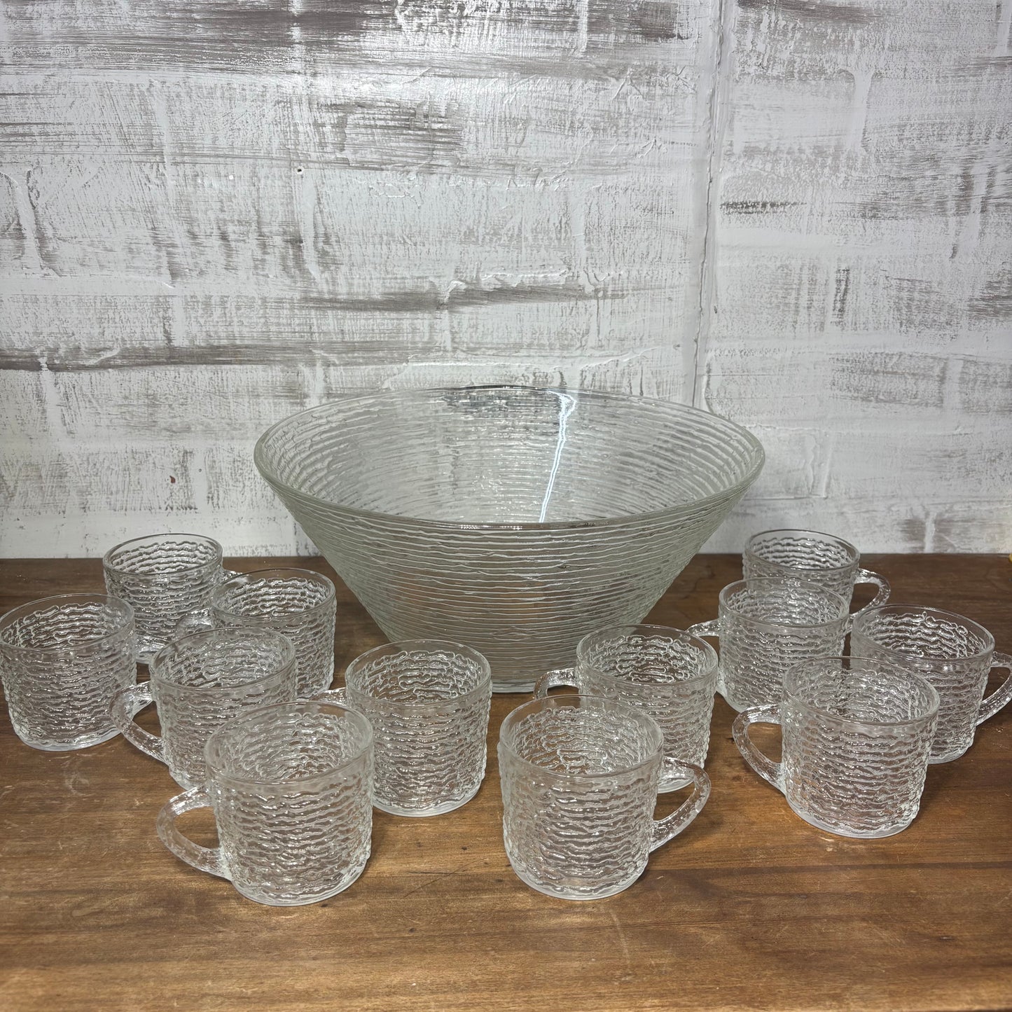 Vintage Anchor Hocking Soreno Punch Bowl And Cups