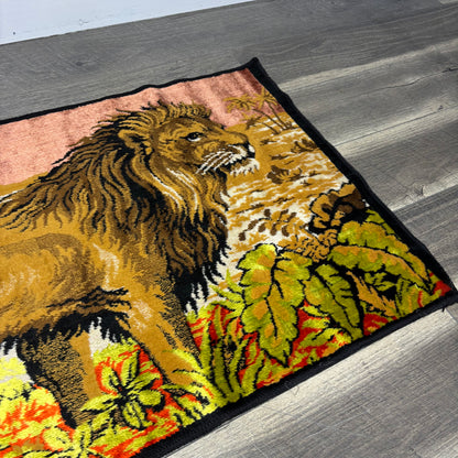 Vintage Italian Velvet Lion Tapestry