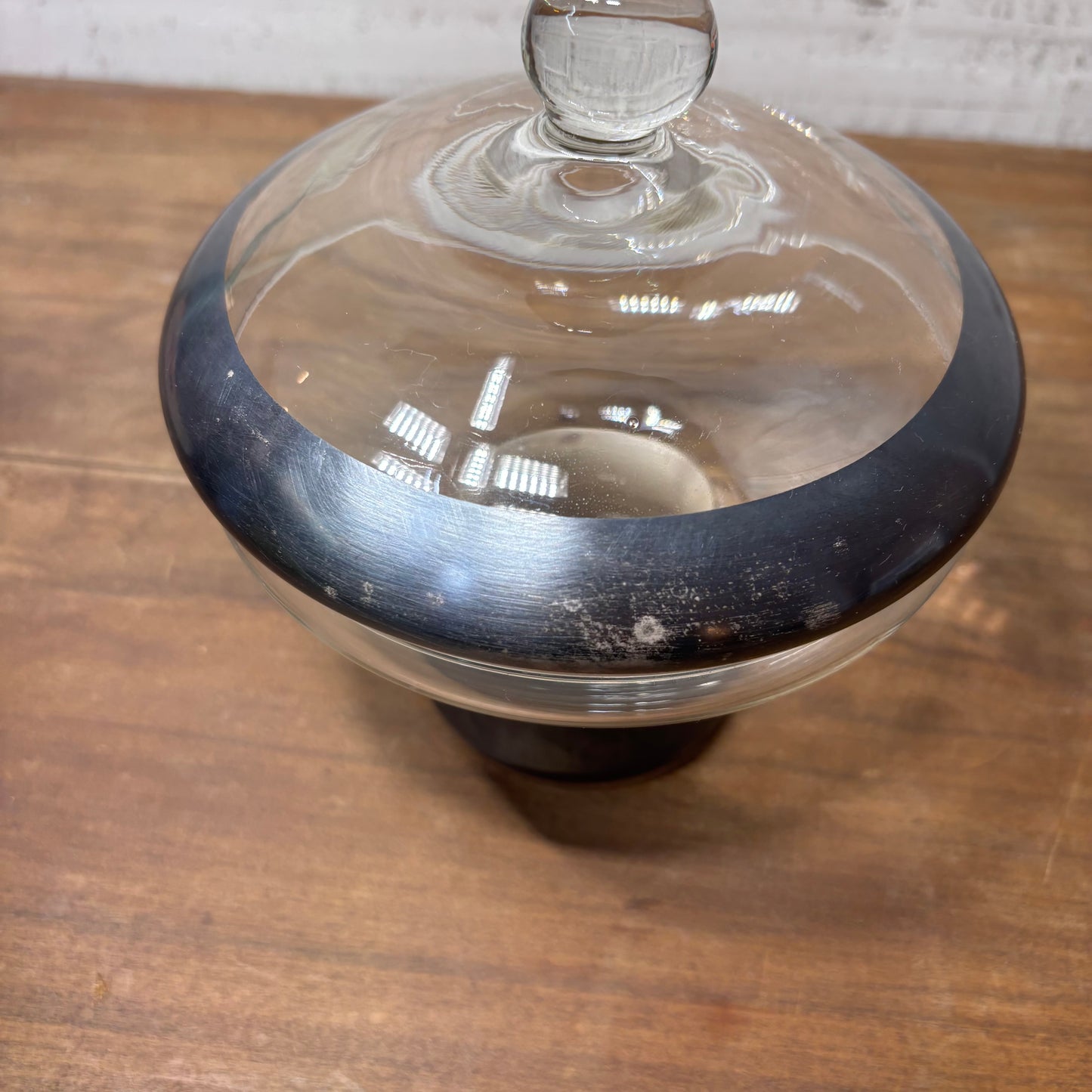 Mid Century Dorothy Thorpe Silver-Banded Covered Candy Dish