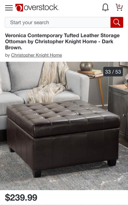 Set Of 2 Brown Storage Ottomans