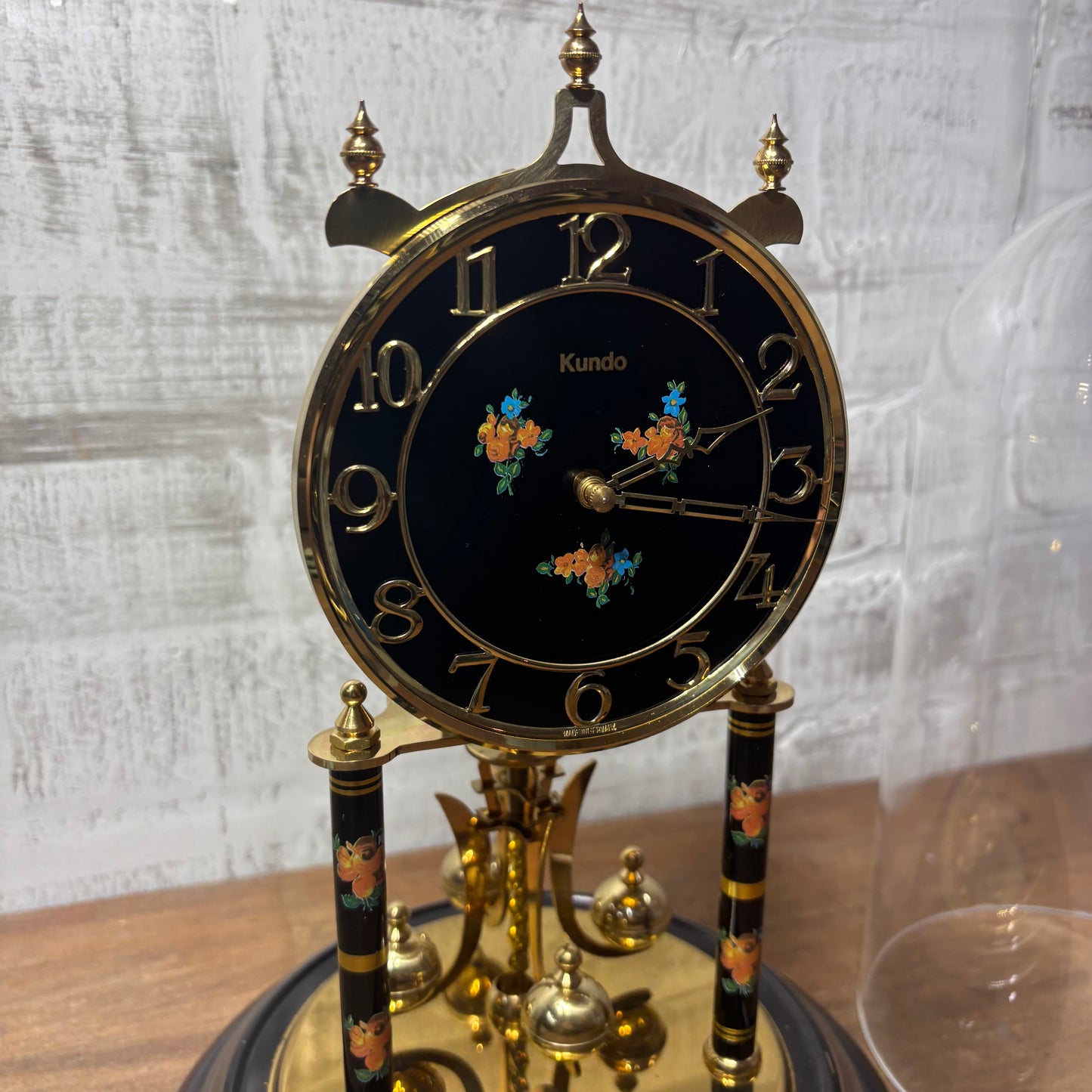 Vintage German Kundo Floral 400 Day Torsion Anniversary Mantel Clock