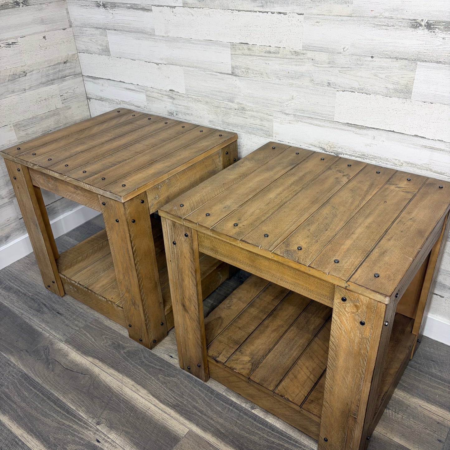 Set Of 2 Rustic End Tables