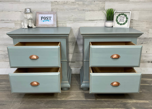 Set Of Blue Gray Nightstands