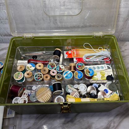 Vintage Wil-Hold Wilson Sewing Box w/ Trays & Sewing Lot