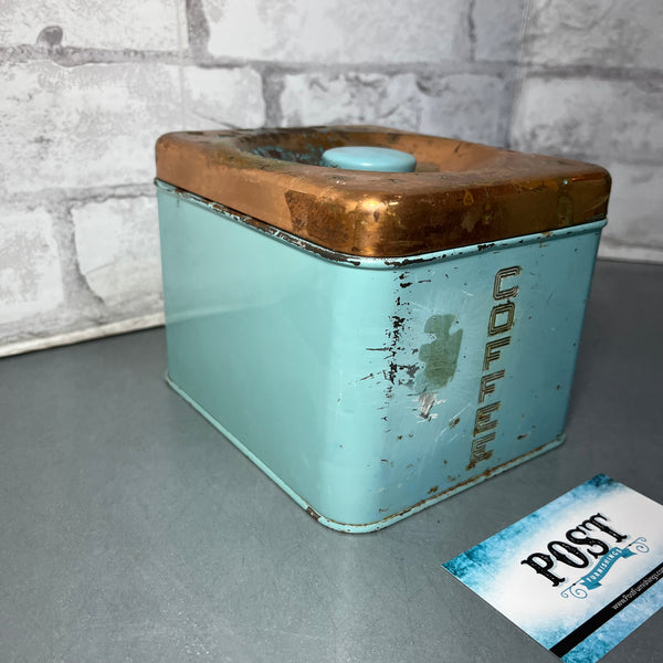 Vintage Lincoln Beautyware Turquoise And Copper Canister Set Of 3