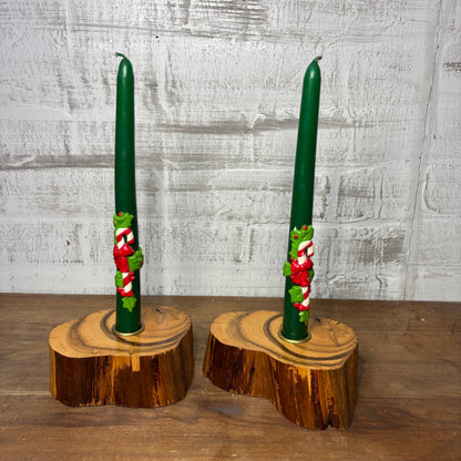 Wooden Candle Holders Set Of 2