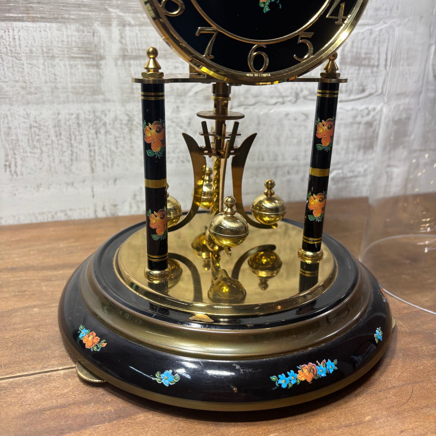 Vintage German Kundo Floral 400 Day Torsion Anniversary Mantel Clock