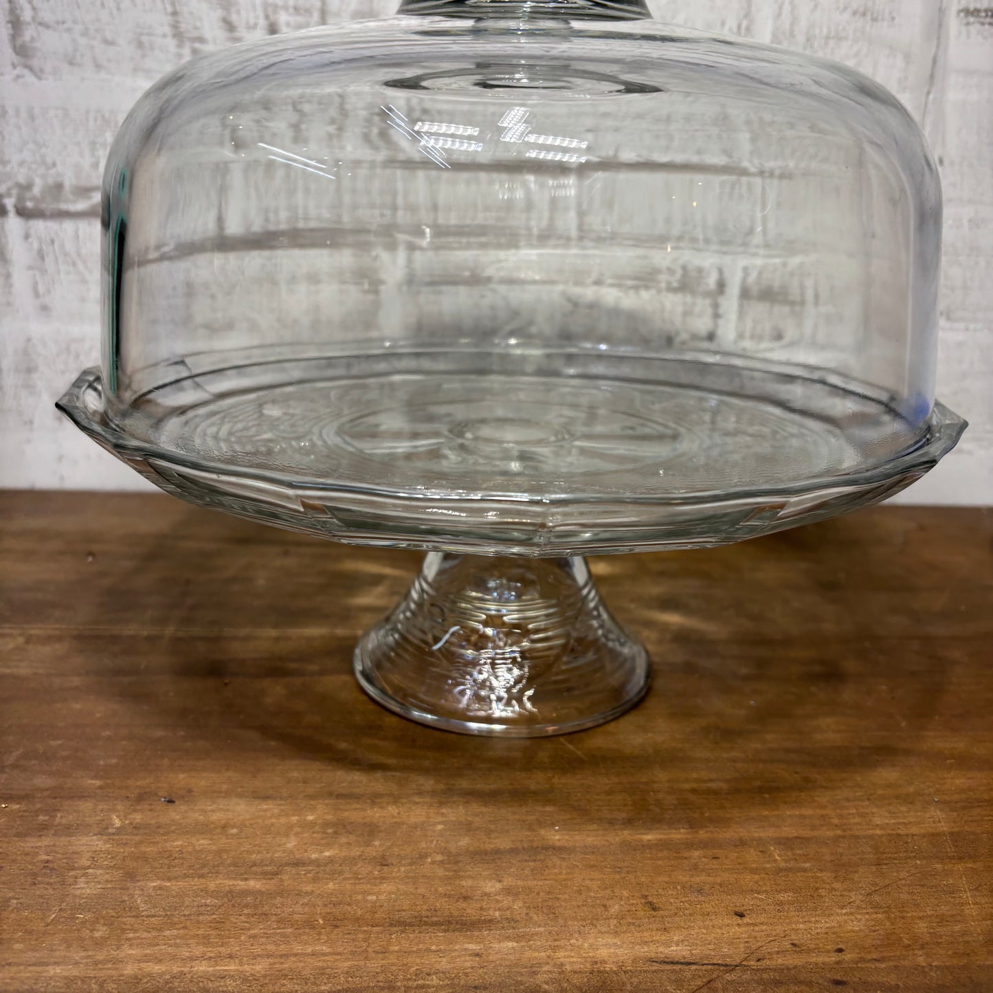 Vintage Anchor Hocking Avalon Footed 2pc Glass Cake Stand with Dome