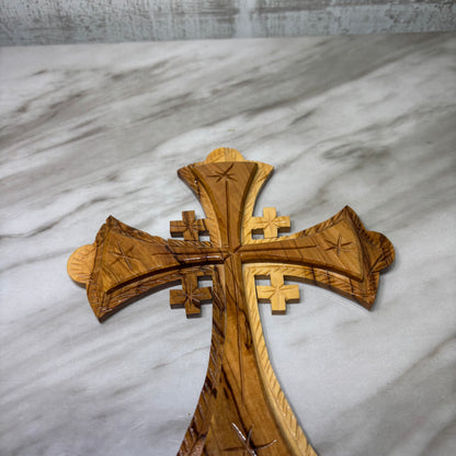 Handcrafted Olive Wood Jerusalem Cross