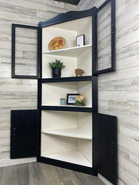 Black Corner Hutch Cabinet