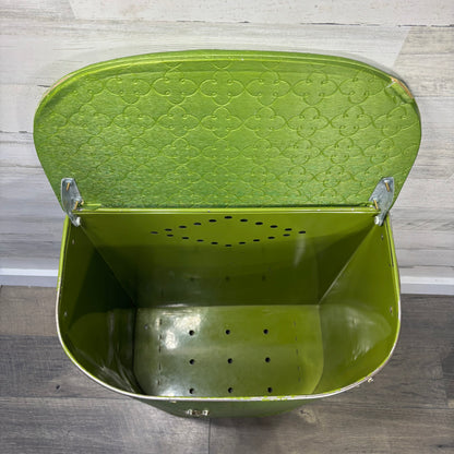 Vintage Green Vinyl Quilted Hamper