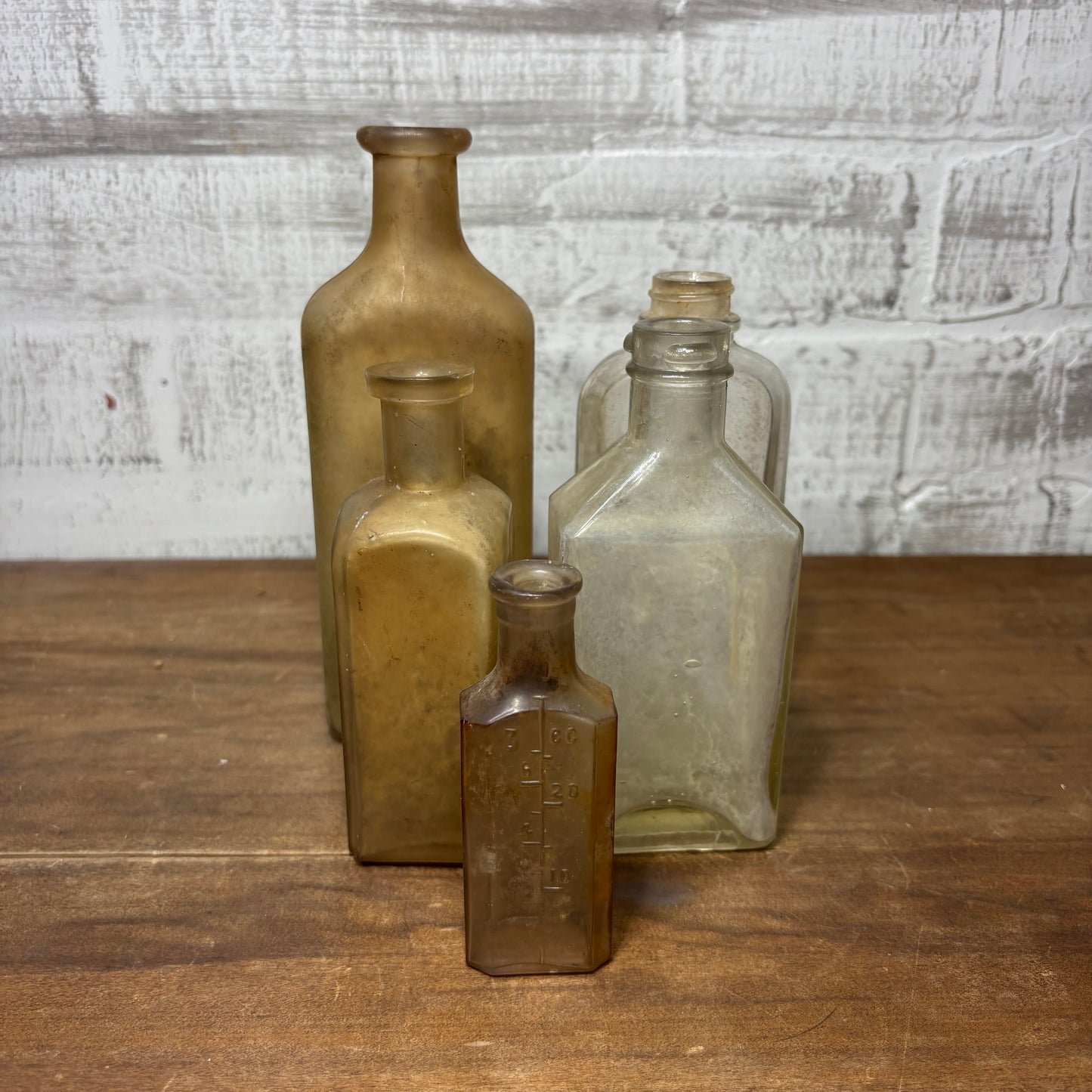 Antique Glass Bottles Set of 5 #1 Vintage Advertisement
