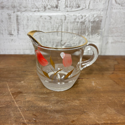 Hand Painted Tulips Gold Trim Creamer Glass