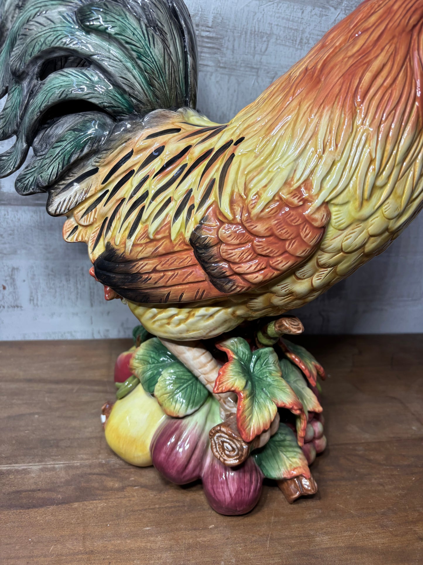 Fitz And Floyd Ceramic Rooster On Fruit