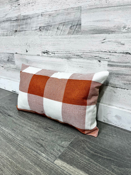 Orange Plaid Autumn Throw Pillows