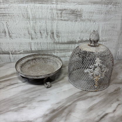 Fleur de Lis Metal Wire Cloche with Removable Top