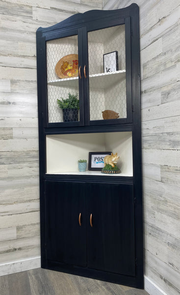 Black Corner Hutch Cabinet