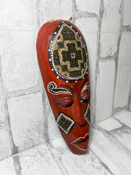 Red Tribal Costa Rican Wood Mask