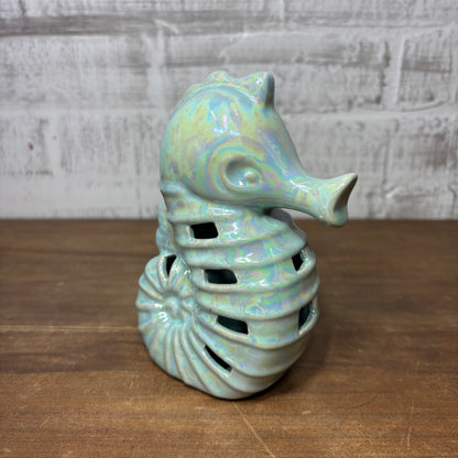 Blue Iridescent Seahorse Ceramic Potpourri Holder