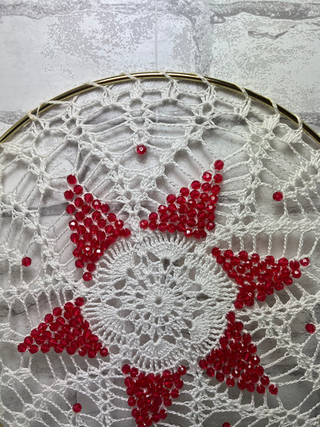 Red Beaded Crochet Mandala