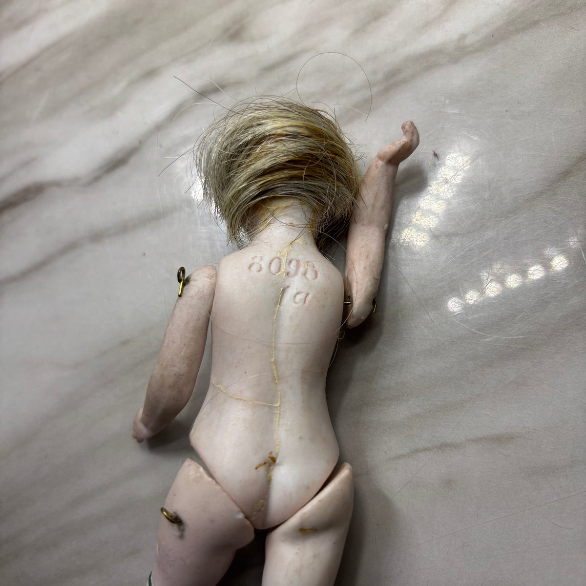 Antique All-Bisque Jointed Porcelain Doll 8098 1a