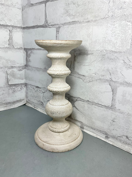 Wood Carved Pillar Candle Holder