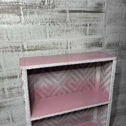 White And Pink Ombre Mid Century Wicker Shelf