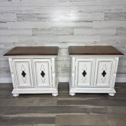 Set Of 2 White Farmhouse Nightstands