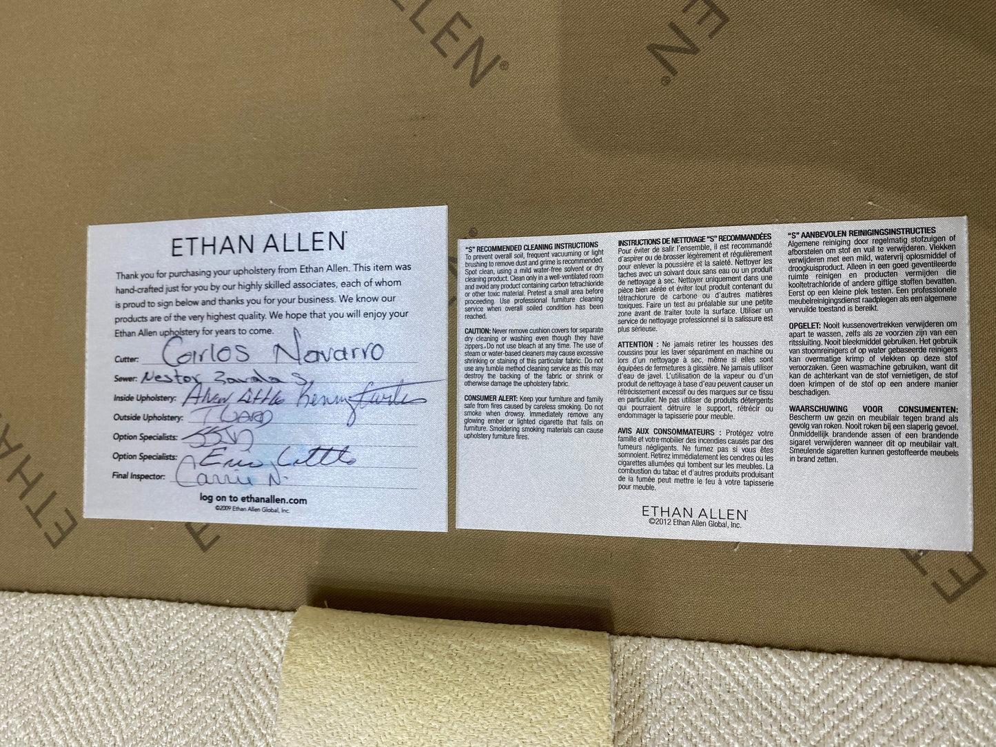 Ethan Allen Cream White Couch