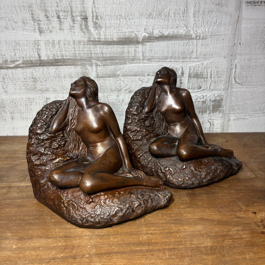 Vintage KBW Art Bronze Nude Lady Sculpture Bookends
