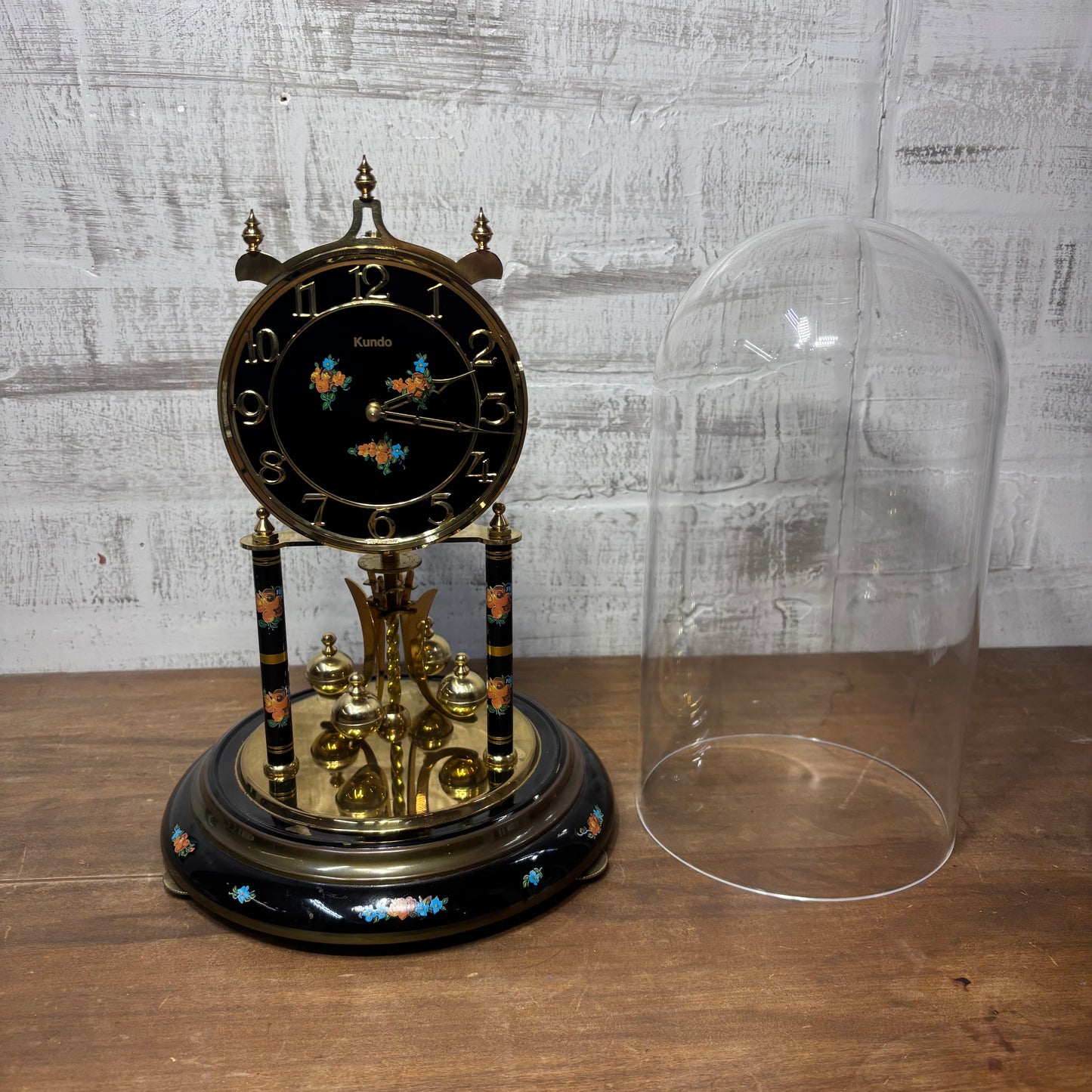 Vintage German Kundo Floral 400 Day Torsion Anniversary Mantel Clock