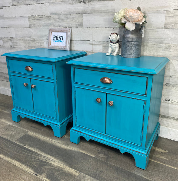 Matching Set Of 2 Teal Nightstands