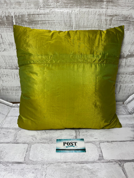 Sparkly Leaf Silk Green Throw Pillow