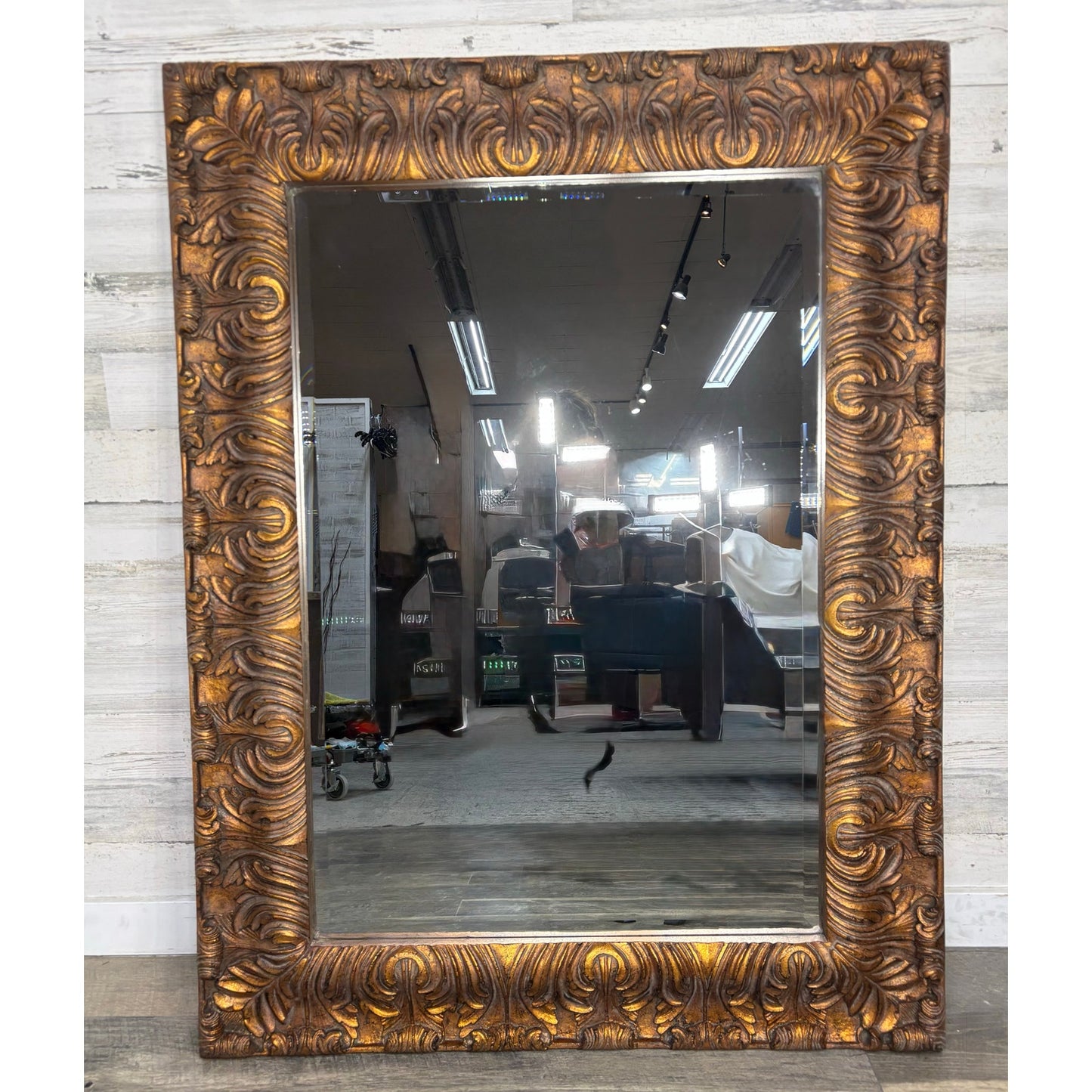 Deep Carved Ornate Copper Color Mirror