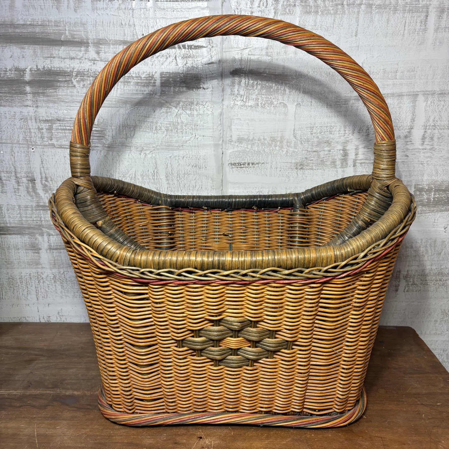 Vintage Wicker Magazine Rack W/ Handles